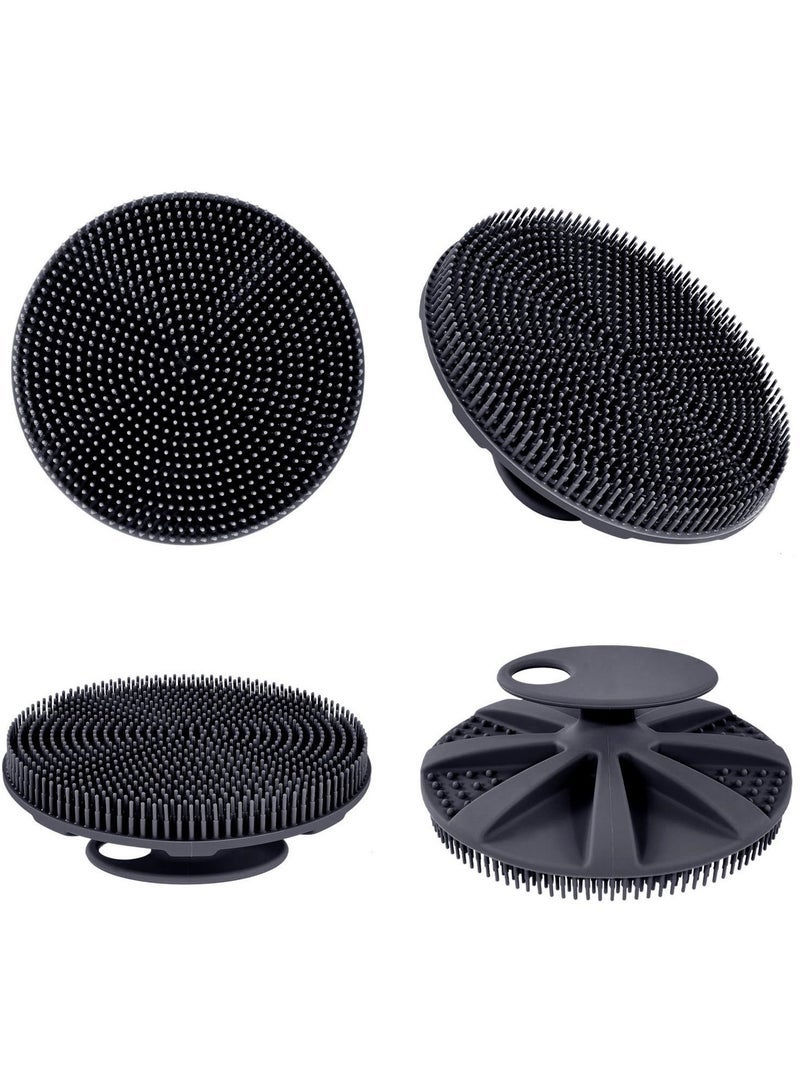 food grade soft silicone body scrubber shower brush handheld cleansing skin brush gentle exfoliating and lather well 1pcs black - Image 1